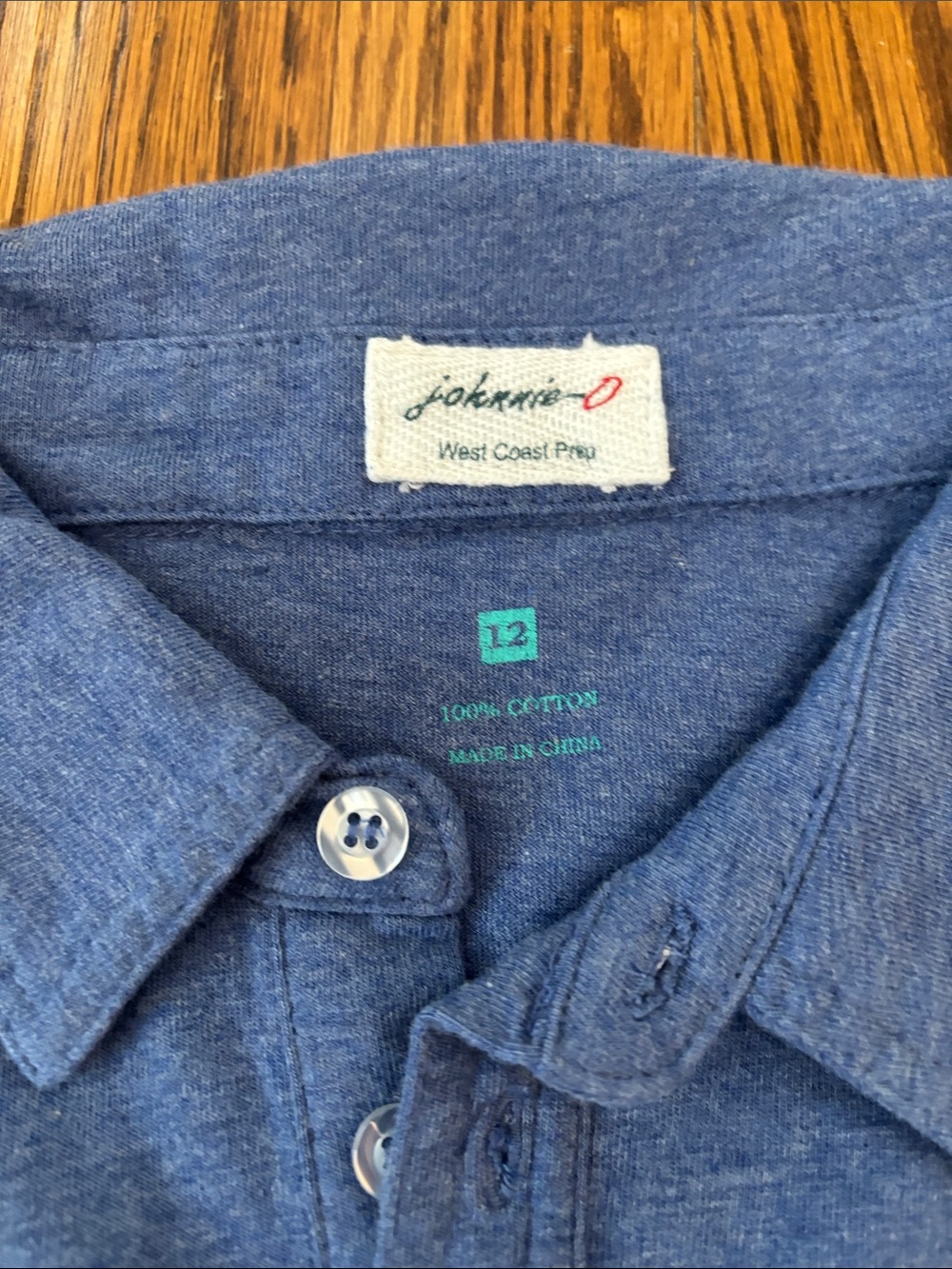 johnnie-O Boys Long Sleeve Polo Shirt in Blue with Green Logo - Picture 2 of 6